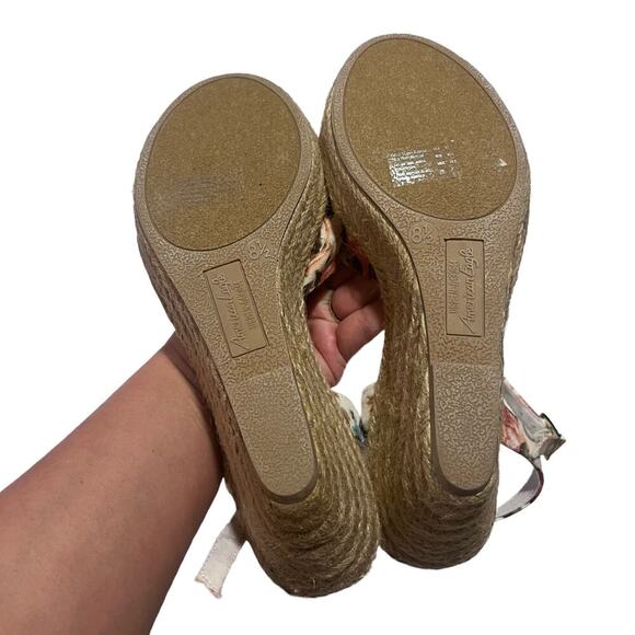 American Eagle Summer Floral Wedge Strappy Sandals 8.5 - Picture 6 of 7